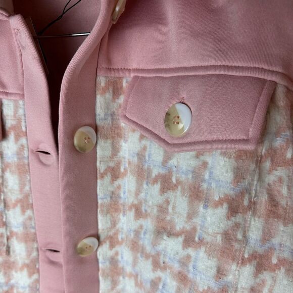 Blush pink houndstooth shacket - Picture 9 of 14